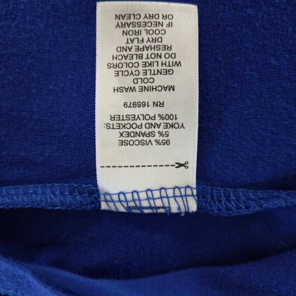 Cable & Gauge Cobalt Blue Split Neck Tunic Top Roll Tab Sleeves Size M - Picture 3 of 3